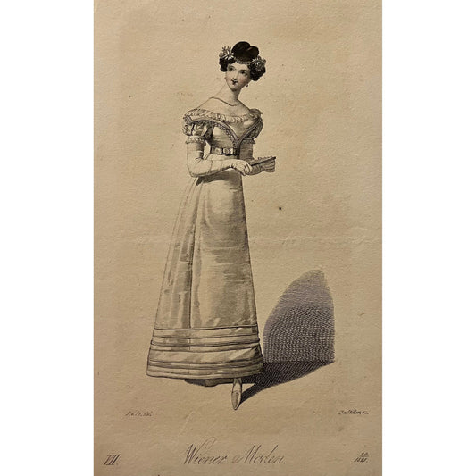 Original antique print of a Viennese fashion plate from Wiener Moden, Vienna, for sale by Victoria Cooper Antique Prints