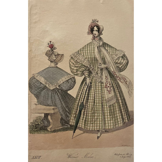 Original antique coloured print of Viennese fashion plate from Wiener Moden for sale by Victoria Cooper Antique Prints