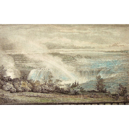 View, Falls, Niagara, Niagara Falls, Waterfall, Waterfalls, Ontario, Water, Forsyth's Hotel, Edward Thomas Coke, Coke, T. M. Baynes, Baynes, C. Hullmandel, Hullmandel, A Subaltern's Furlough: Descriptive of Scenes in Various Parts of The United States, Upper and Lower Canada, New Brunswick and Nova Scotia During the Summer and Autumn of 1832, 1833, Saunders and Otley, Conduit Street, London, Antique Prints, Prints, Old Prints, Historical Prints, History, Canadian History,