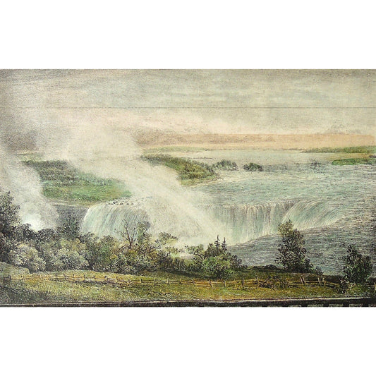 Canadian Fall. From the Balcony of Forsyth's Hotel. View, Falls, Niagara, Niagara Falls, Waterfall, Waterfalls, Ontario, Water, Forsyth's Hotel, Edward Thomas Coke, Coke, T. M. Baynes, Baynes, C. Hullmandel, Hullmandel, A Subaltern's Furlough: Descriptive of Scenes in Various Parts of The United States, Upper and Lower Canada, New Brunswick and Nova Scotia During the Summer and Autumn of 1832, 1833, Saunders and Otley, Conduit Street, London, Antique Prints, Prints, Old Prints, Historical Prints, History, C