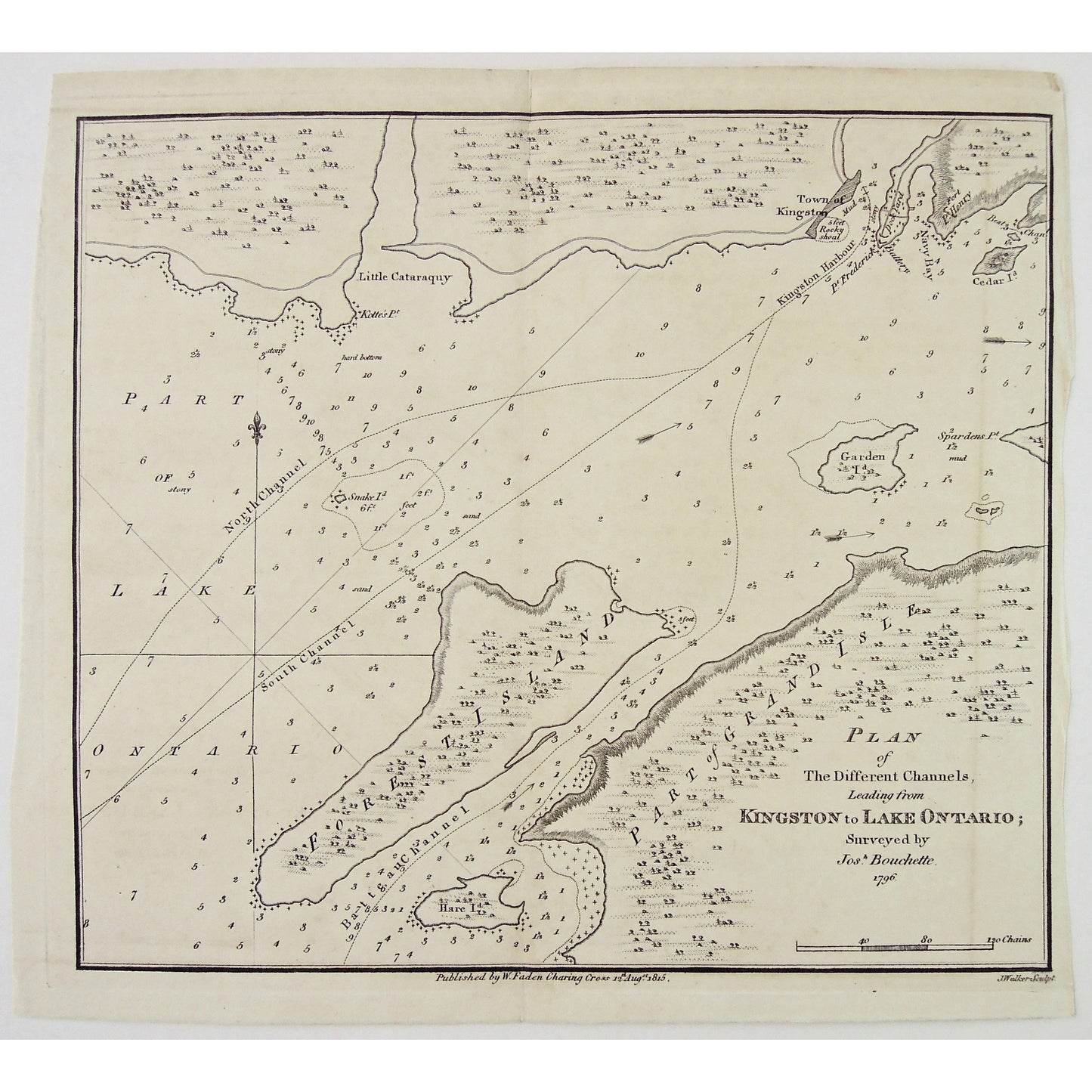 Plan of The Different Channels, Leading from Kingston to Lake Ontario; Surveyed by Josh. Bouchette. 1796. (S3-29a)