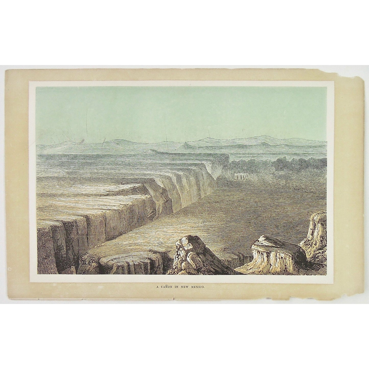 Deserts, North American, North America, Desert, Native, Native-American, Indian, Rocks, Rock formation, View, mountains, Landscape, New Mexico, Canyon, Cañon, Antique Print, Prints, Antique, Vintage, art, decor, collectors, wall art, design, Woodcut, Joliet, Longman Green Longman Roberts, London, 1860, Seven Years' Residence in the Great Deserts of North America