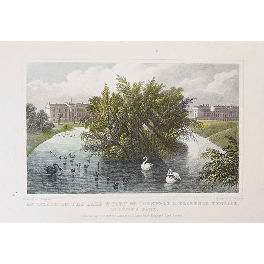 An Island of the Lake & Part of Cornwall & Clarence Terrace, Regent's Park.  (S2-32a)