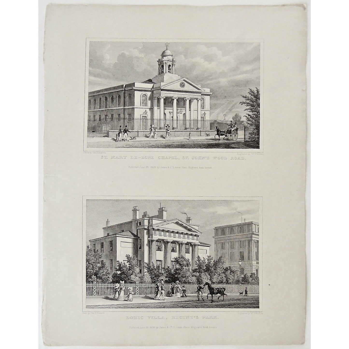 St. Mary Le-Bone Chapel, St. John's Wood Road. / Doric Villa, Regent's Park. (S2-35)