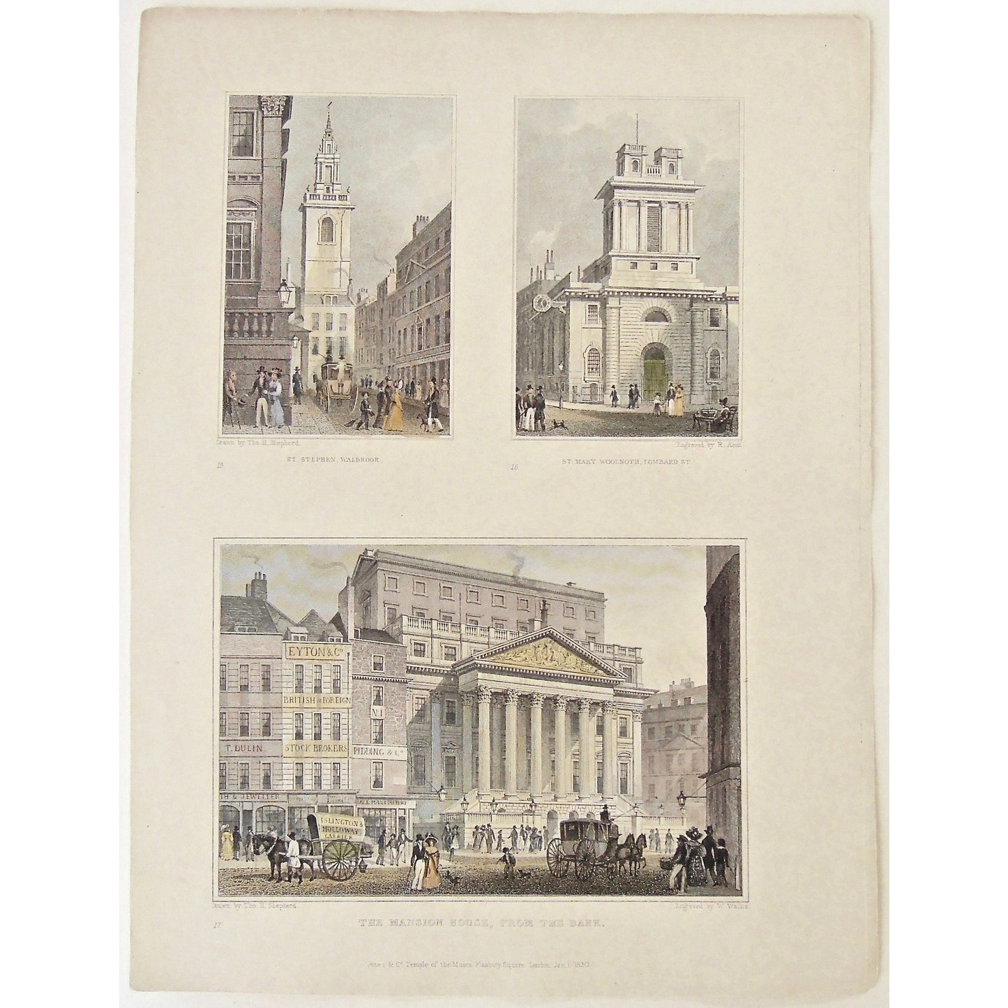 St. Stephen, Walbrook. / St. Mary Woolnoth, Lombard St. / The Mansion House, from the Bank. (S2-37)