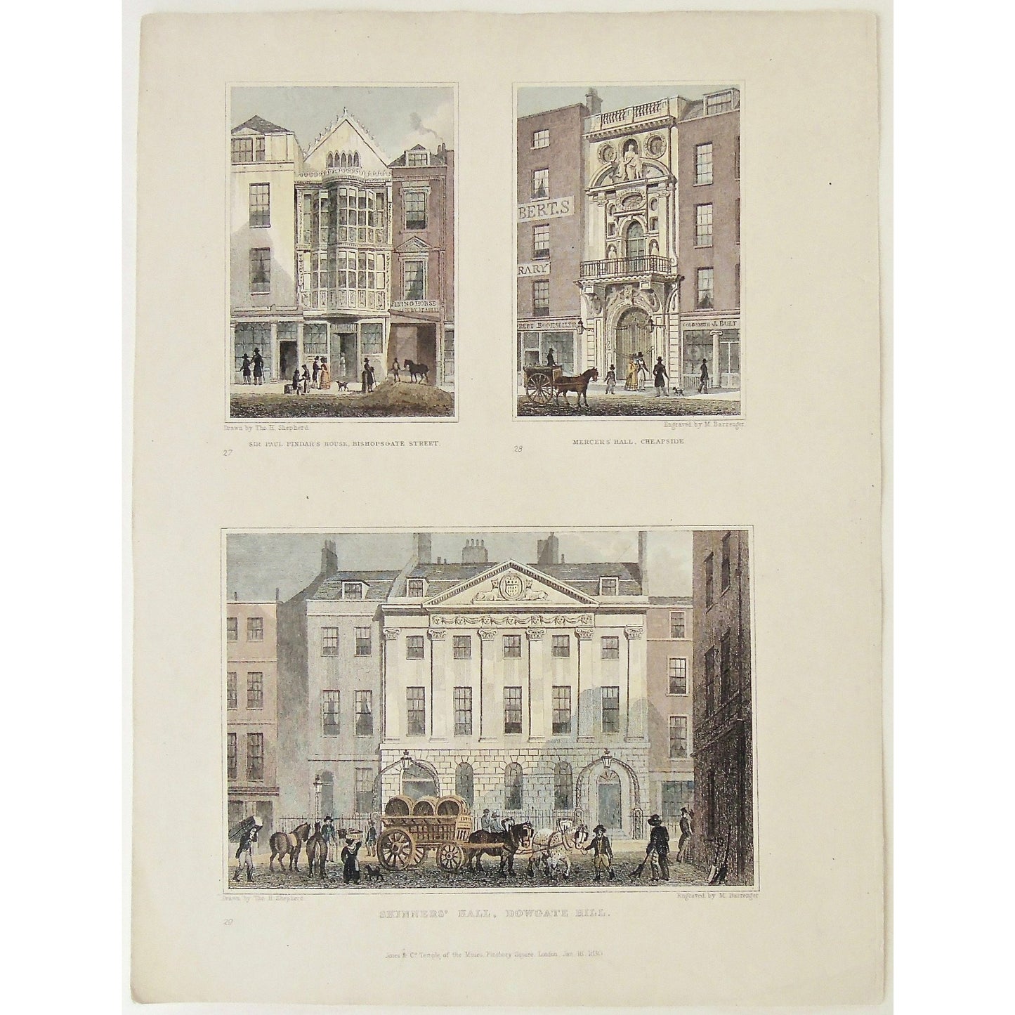 Sir Paul Pindar's House, Bishopsgate Street. / Mercer's Hall, Cheapside. / Skinners' Hall, Dowgate Hill. (S2-40)