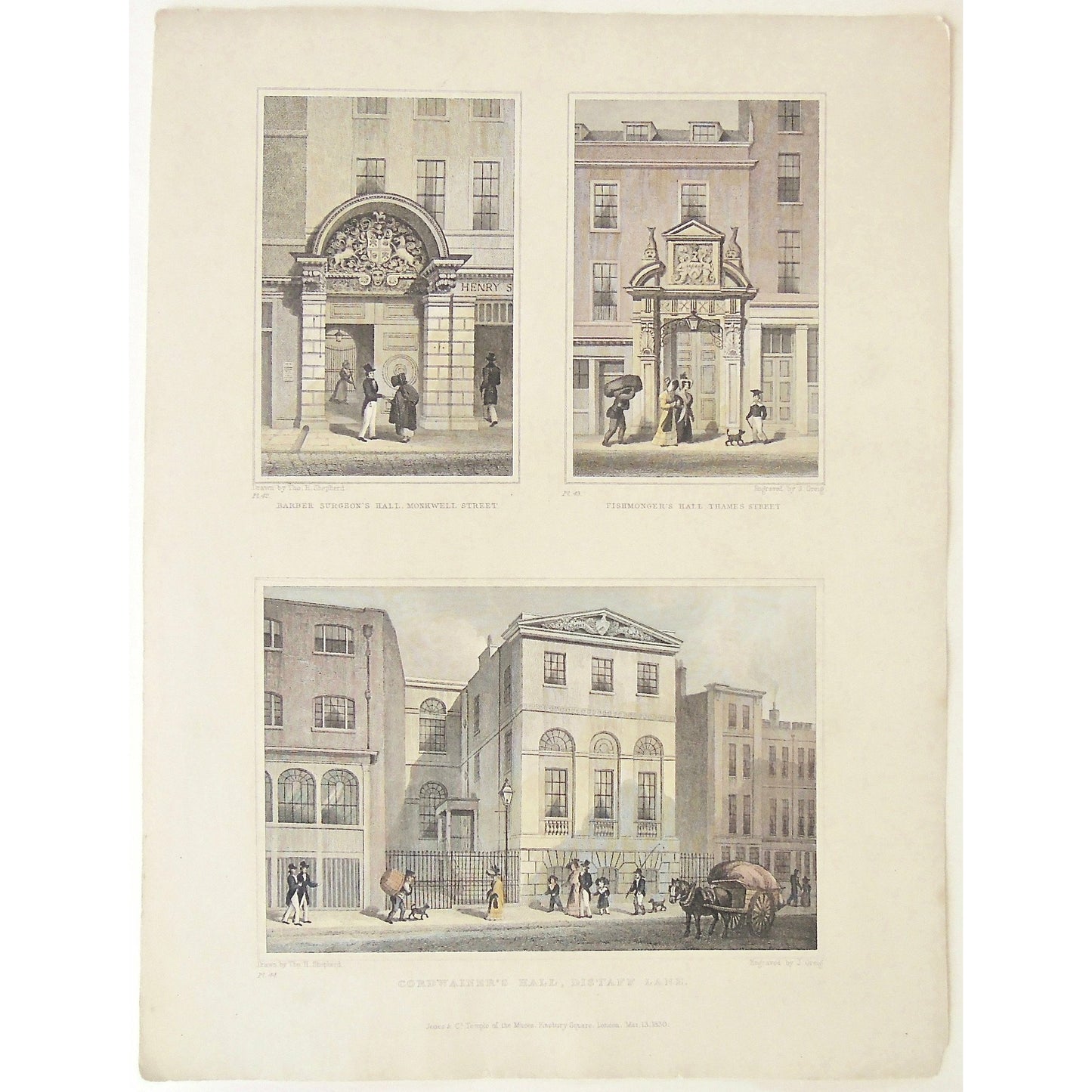 Barber Surgeon's Hall, Monkwell Street. / Fishmonger's Hall, Thames Street. / Cordwainer's Hall, Distaff Lane.  (S2-41)