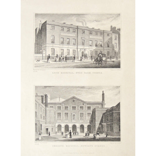 Lock Hospital, Hyde Park Corner. / Christ's Hospital, Newgate Street.  (S2-48)