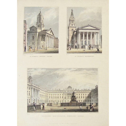 St. George's, Hanover Square. / St. George's, Bloomsbury. / Interior Quadrangle, Somerset House.  (S2-52)