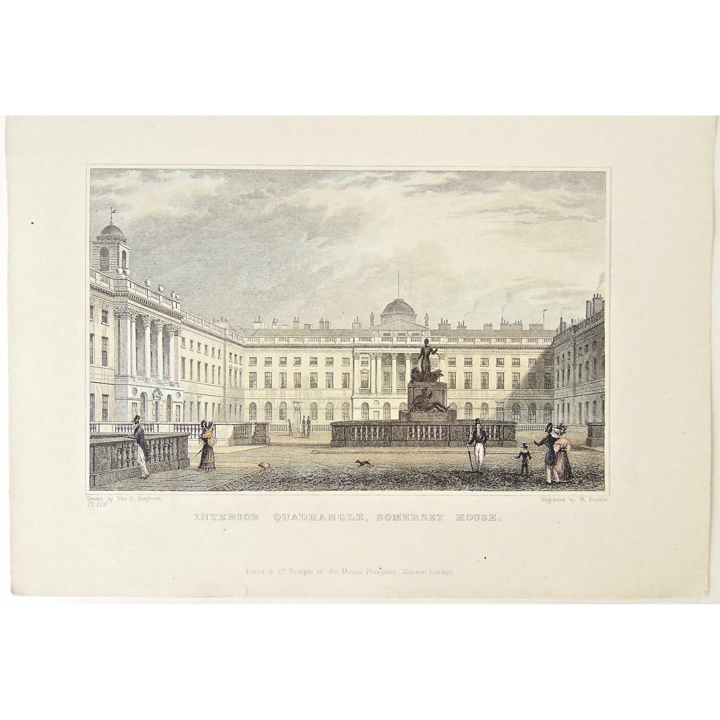 St. George's, Hanover Square, Hanover, Square, Bloomsbury, Interior, Quadrangle, Quad, Somerset House, Somerset, House, h.mas Shepherd, Thos. Shepherd, Thomas Hosmer Shepherd, Shepherd, Jones & Co., Temple of the Muses, Finsbury Square, London, England, English, Old English, Metropolitain, Improvements, Nineteenth Century, 19th Century, Antique, Antiques, Antique Print, Antique Prints, Steel Engraving, Engraving, Print, Prints, Vintage, Original, Decor, Wall art, Art, History, Historical, Wall Decor, Design