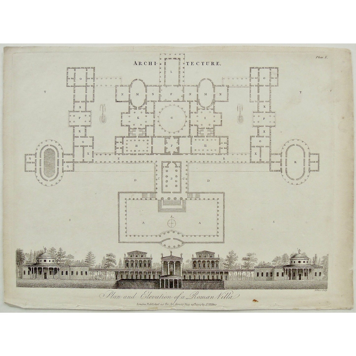 Architecture. Plan and Elevation of a Roman Villa.  (B1-100)