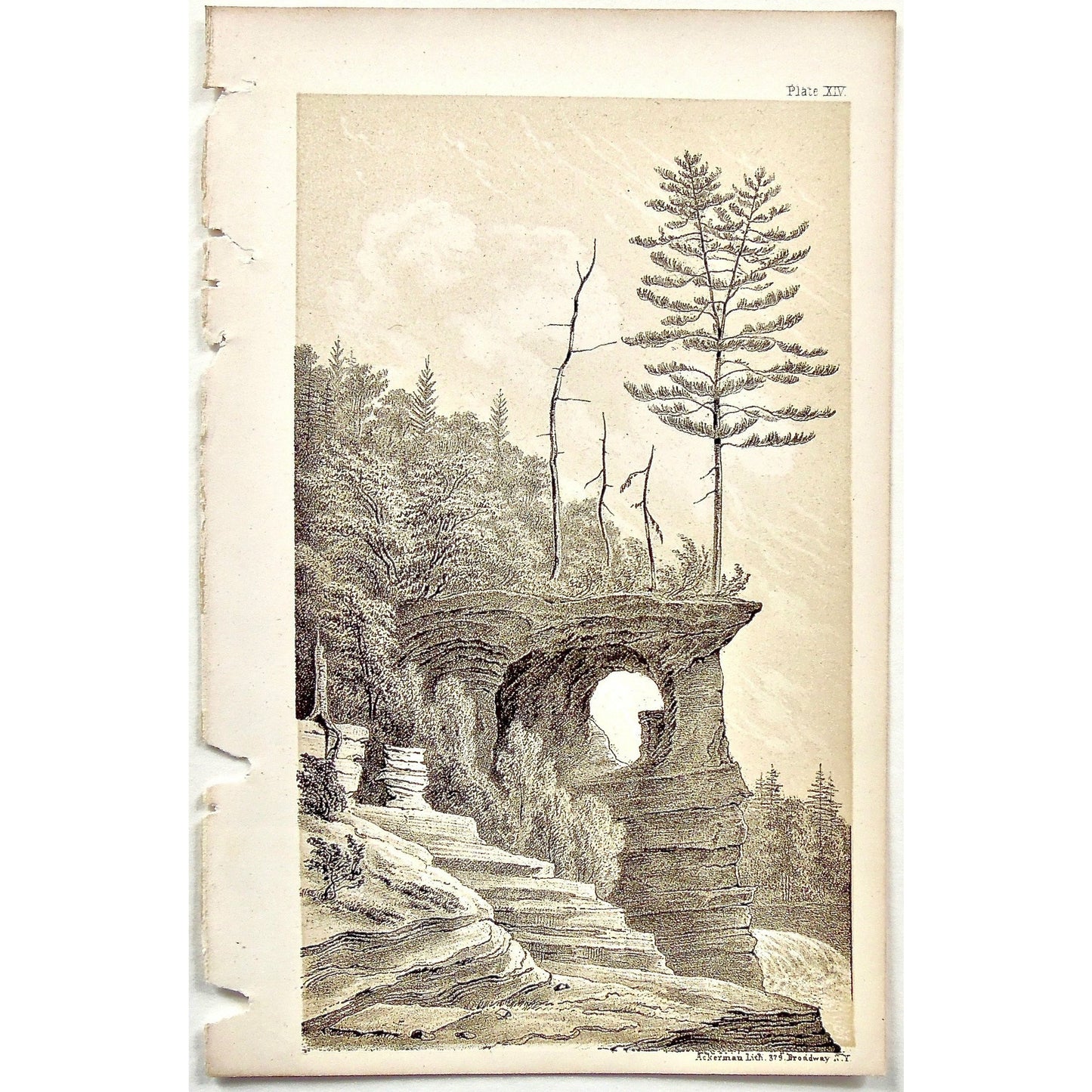 View, Chapel, View from the East, Rocks, Rock Formation, Pictured Rocks, Cliff, Landscape, Lake Superior, Lake, Superior, National Lakeshore, Lakeshore, Michigan, MI, Ackerman, 379 Broadway, Foster, Whitney, House of Representatives, House of Reps., Report, Geology, Topography, Land District, State of Michigan, Part II, The Iron Region, General Geology, Washington D.C., Washington, DC, D.C., 1851, lithograph, two-toned, Antique Print, Antique, Prints, Vintage, Art, Wall art, Decor, wall decor, design, engra