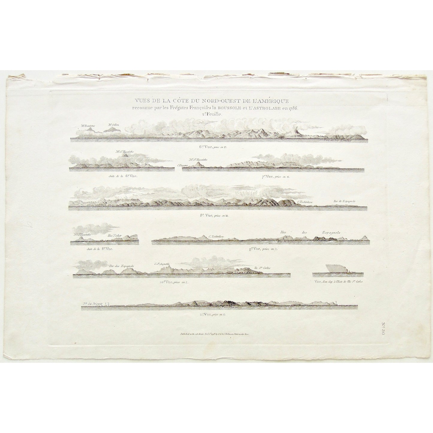 Vues, Views, Vues de la Côte du Nord-Ouest de L'Amérique, Cote du Nord-Ouest, Nord-Ouest, North West, Amérique, US, USA, American, Frégates, Françaises, Boussole, Astrolabe, Vue, View, Mt. Beautems, Mt. Grillon, C. Cross, Port de los Remedios, Mt. St. Hyacinthe, C. Engano, C. Tschirikow, Iles de Espagnols, Iles Necker, Necker Islands, Iles de la Groyere, C. St. Augustin, Ile Sn. Carlos, vue d'un Cap, l'Est de l'Ile Sn. Carlos, Baie Clonard, Pointe des Brisants, Map, Maps, Mapping, Chart, Charting, Char