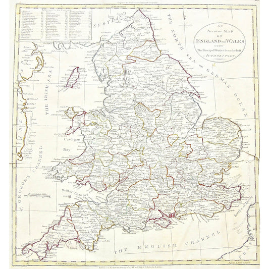 Accurate Map of England and Wales, Accurate, Map, Maps, Mapping, Chart, Charts, Charting, England, Wales, Scotland, North Sea, German Ocean, British Sea, St. George's Channel, Cardigan Bay, Bristol Channel, English Channel, Straits of Dover, Ireland, France, Isle of Man, Irish Sea, Isle of Wight, Strat point, Humber River, The Wash, Anglesea Island, Anglesea, 1785, C. Dilly, Dilly, G. Robinson, Robinson, Guthrie's New System of Geography, Guthrie, Guthrie's, New System of Geography, Copperplate, Copper, Eng