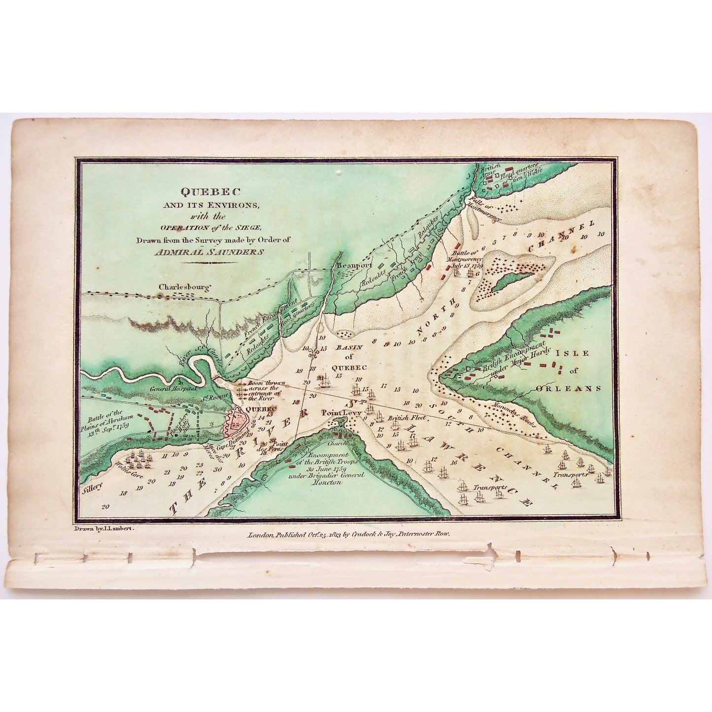 Quebec, Environs, Operation of the Siege, Siege, Operation, Admiral Saunders, Charlesbourg, Battle of the Plains of Abraham, Sept. 13, 1759, General Hospital, Sillery, River St. Lawrence, Basin of Quebec, Isle of Orleans, Isle d'Orleans, North Channel, Point Levy, Encampment of the British Troops, Encampment, British Troops, Place where Wolfe died, Wolfe, General Wolfe, General Moncton, Map, Maps, Mapping, Chart, Charts, Charting, Antique, Antique Map, Antique Print, Original maps, Vintage, Rare, Rare Maps,
