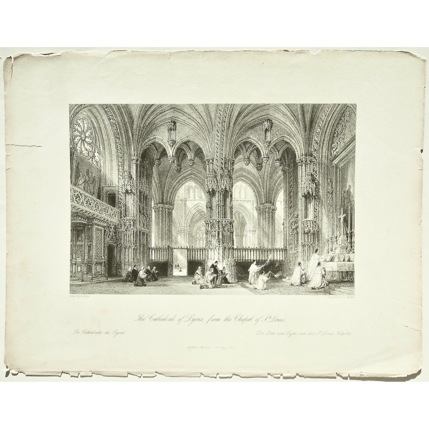 Cathédrale de Lyons, Cathédrale, Kapelle, Dom von Lyon, St. Louis Kapelle, Place St. Jean, Lyon Cathedral, Lyon, St. John the Baptist, Roman Catholic Cathedral, Roman Catholic, Archbishop of Lyons, Gothic Architecture, Gothic style, Gothic, Gothic Cathedral, France, France Illustrated, France Illustrated, Exhibiting its Landscape Scenery, Antiquities, Military and Ecclesiastical Architecture, Thomas Allom, Allom, Fisher, Son & Co., London, Paris, Reverend George Newenham, Newenham, Caxton Press, Angel St.