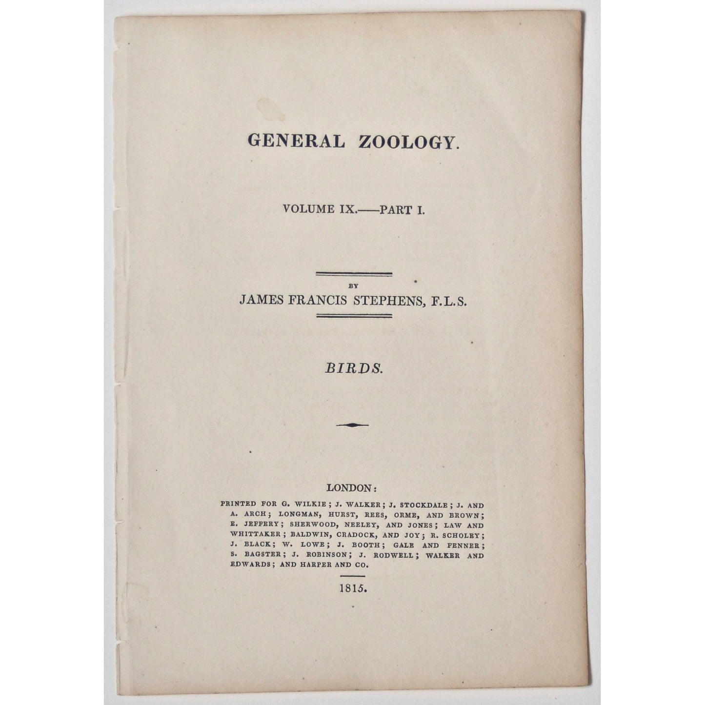 General Zoology or Systematic Natural History commenced by the late George Shaw, M.D.F.R.S.&c. (Title Page and 2 following pages)  (B7-38)