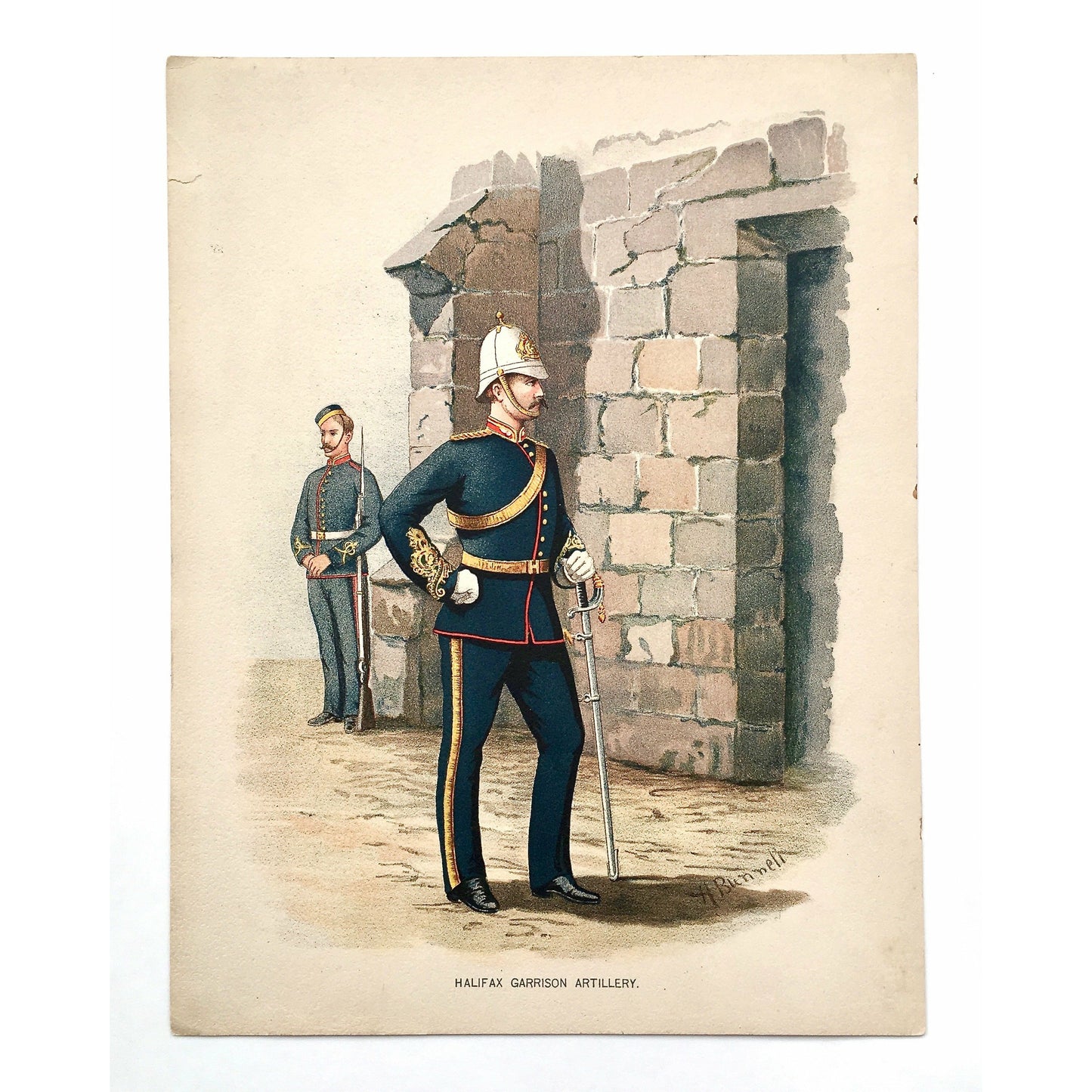 Halifax Garrison Artillery, Halifax, Garrison, Artillery, Military, Military Costume, Costume, Uniform, Her Majesty's Army, Regiments, Queen's Forces, H. Bunnett, Bunnett, Sword, Army, London, 1890, Military Prints, Canadian, Canadian Military, Canadian Army, Armed Forces, Military Uniform, Chromolithograph, J. S. Virtue & Co., Antique Prints, Antique, Vintage, Decor, Home Decor, Interior Design, Interior Decorating, Gallery Wall, Inspiration, Military Art, Military History, Military Decor, Art, Wall Art,