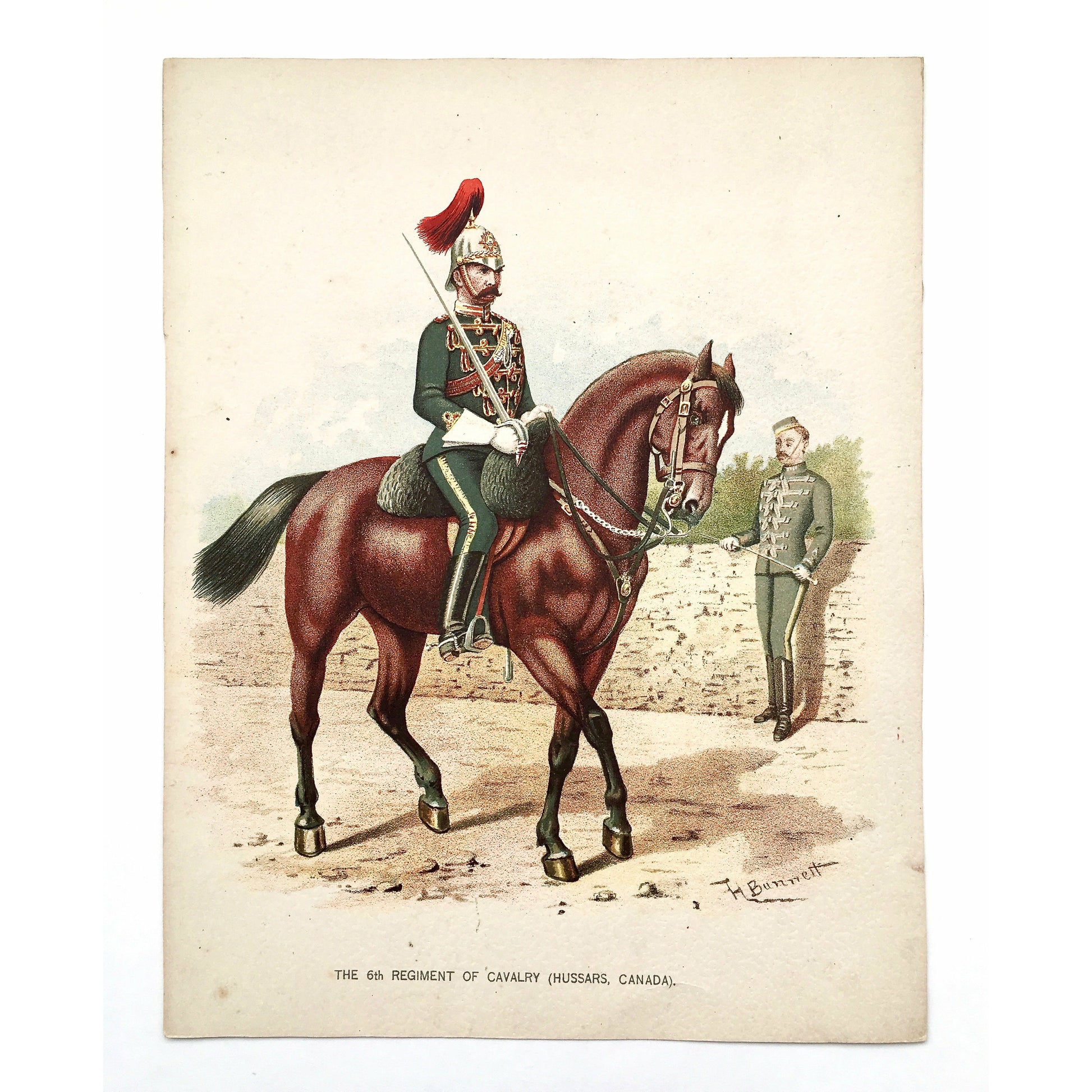 The 6th Regiment of Cavalry, Cavalry, 6th Regiment, Hussars, Canada, Artillery, Military, Military Costume, Horses, Riding, Costume, Uniform, Her Majesty's Army, Regiments, Queen's Forces, H. Bunnett, Bunnett, Sword, Army, London, 1890, Military Prints, Canadian, Canadian Military, Canadian Army, Armed Forces, Chromolithograph, J. S. Virtue & Co., Antique Prints, Antique, Vintage, Prints, Interior Decor, Home Decor, Wall Decor, Wall art, Interior Design, Gallery wall, Inspiration, Military History, Arts,