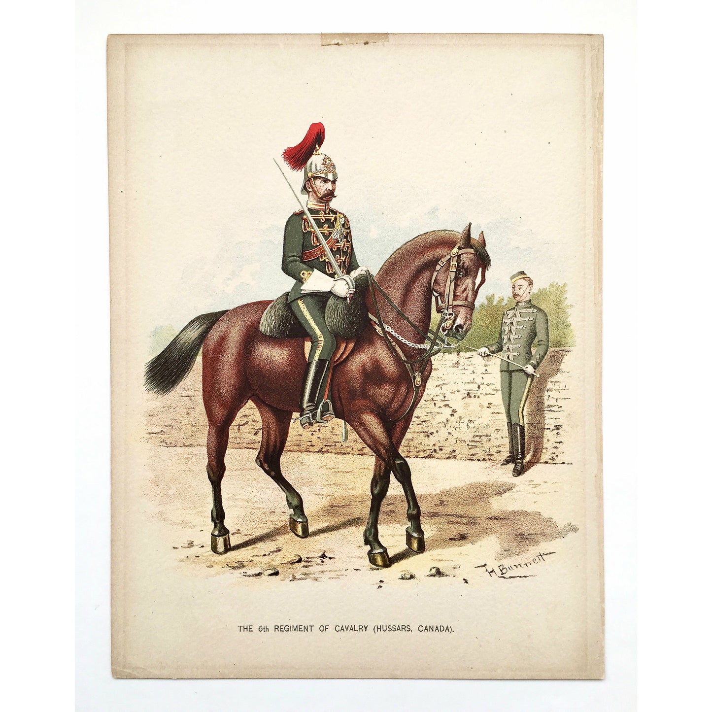The 6th Regiment of Cavalry, Cavalry, 6th Regiment, Hussars, Canada, Artillery, Military, Military Costume, Horses, Riding, Costume, Uniform, Her Majesty's Army, Regiments, Queen's Forces, H. Bunnett, Bunnett, Sword, Army, London, 1890, Military Prints, Canadian, Canadian Military, Canadian Army, Armed Forces, Military Uniform, Chromolithograph, J. S. Virtue & Co., Antique Prints, Antique, Prints, Engravings, Home Decor, Gallery Wall, Inspo, Inspiration, Interior Decor, Military Decor, Military History, Art