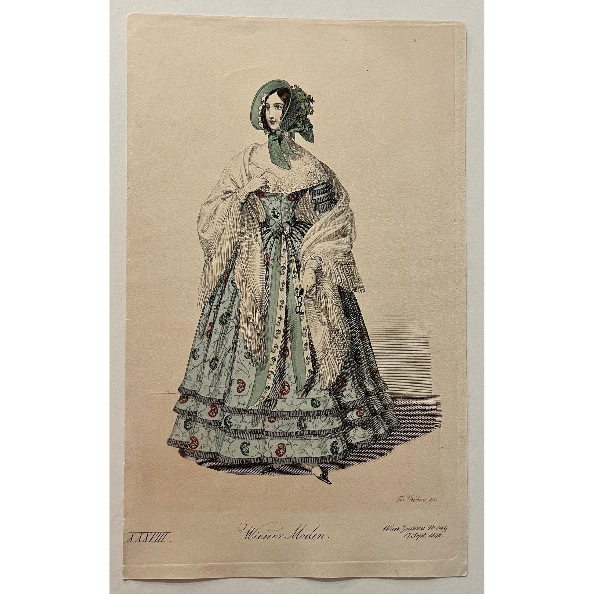 Original antique coloured print of Viennese fashion plate from Wiener Moden for sale by Victoria Cooper Antique Prints