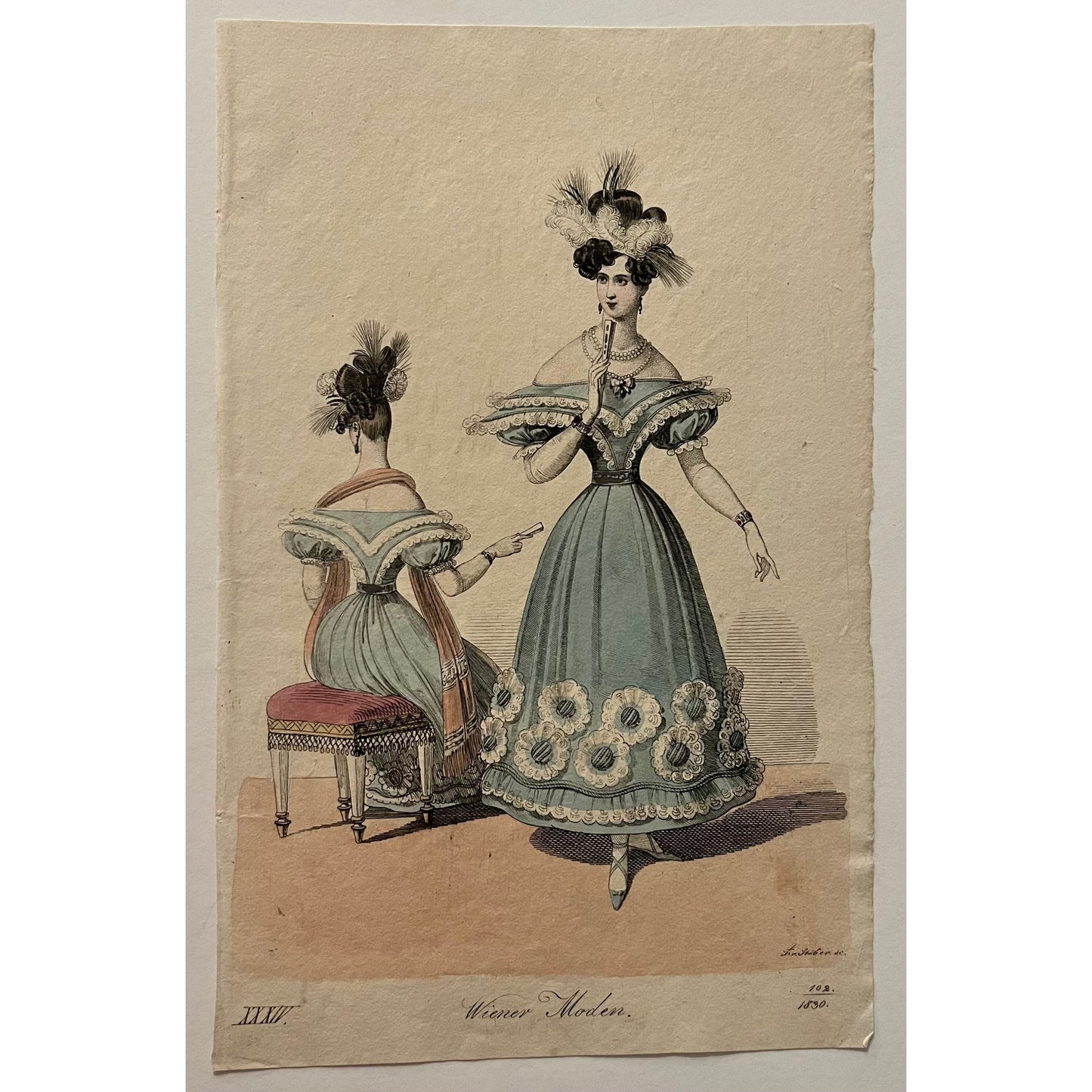 Original antique print of a Viennese fashion plate from Wiener Moden, Vienna, for sale by Victoria Cooper Antique Prints