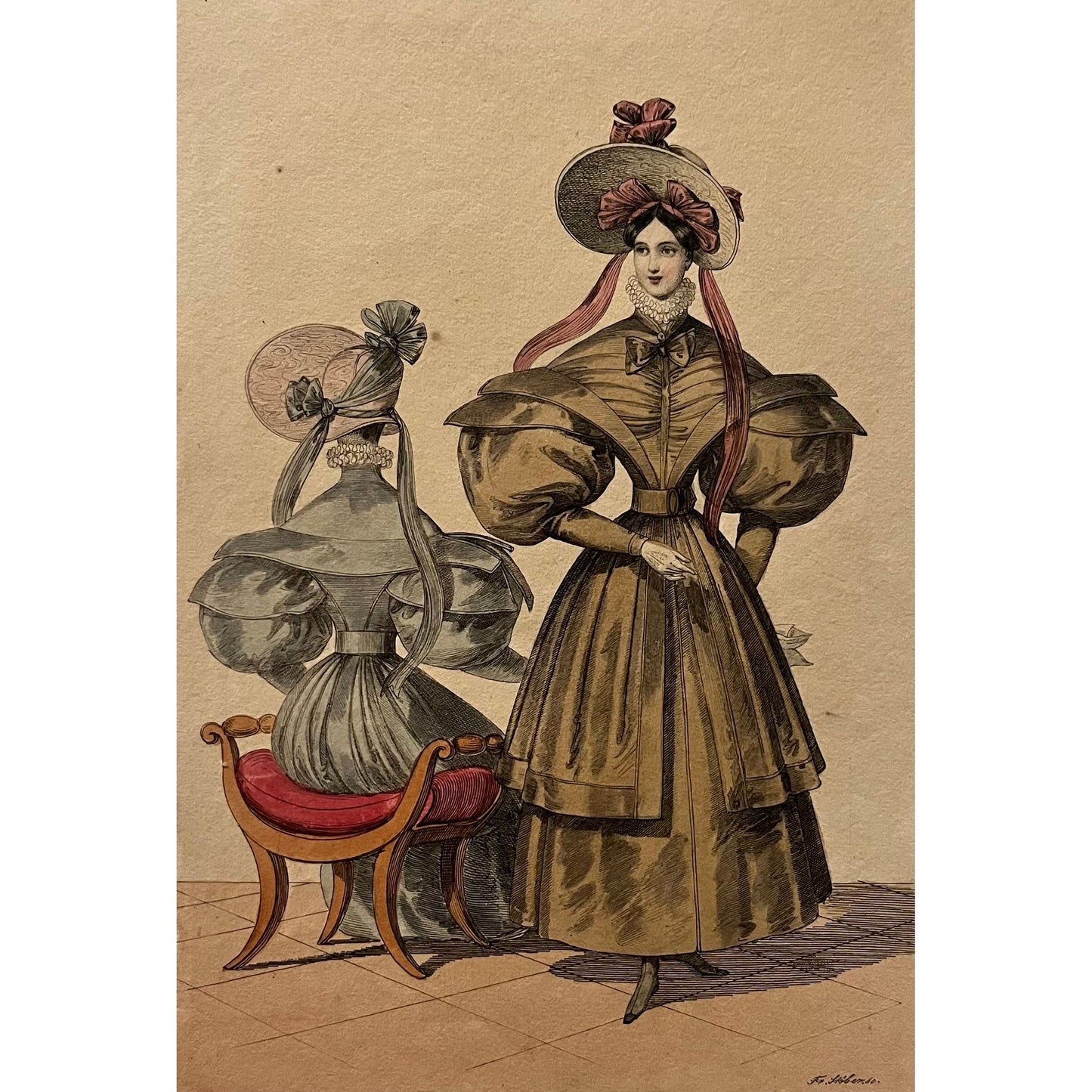 Original antique coloured print of Viennese fashion plate from Wiener Moden for sale by Victoria Cooper Antique Prints