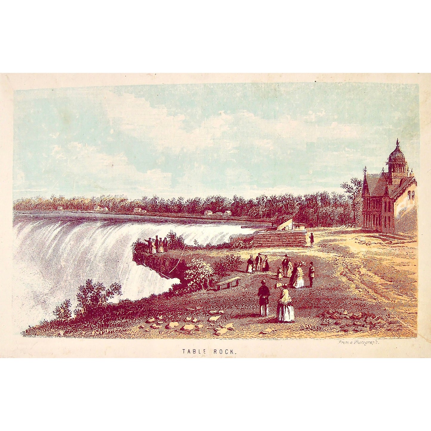 Original antique print in colour of Table Rock, Niagara Falls, from a Photograph for sale by Victoria Cooper Antique prints 