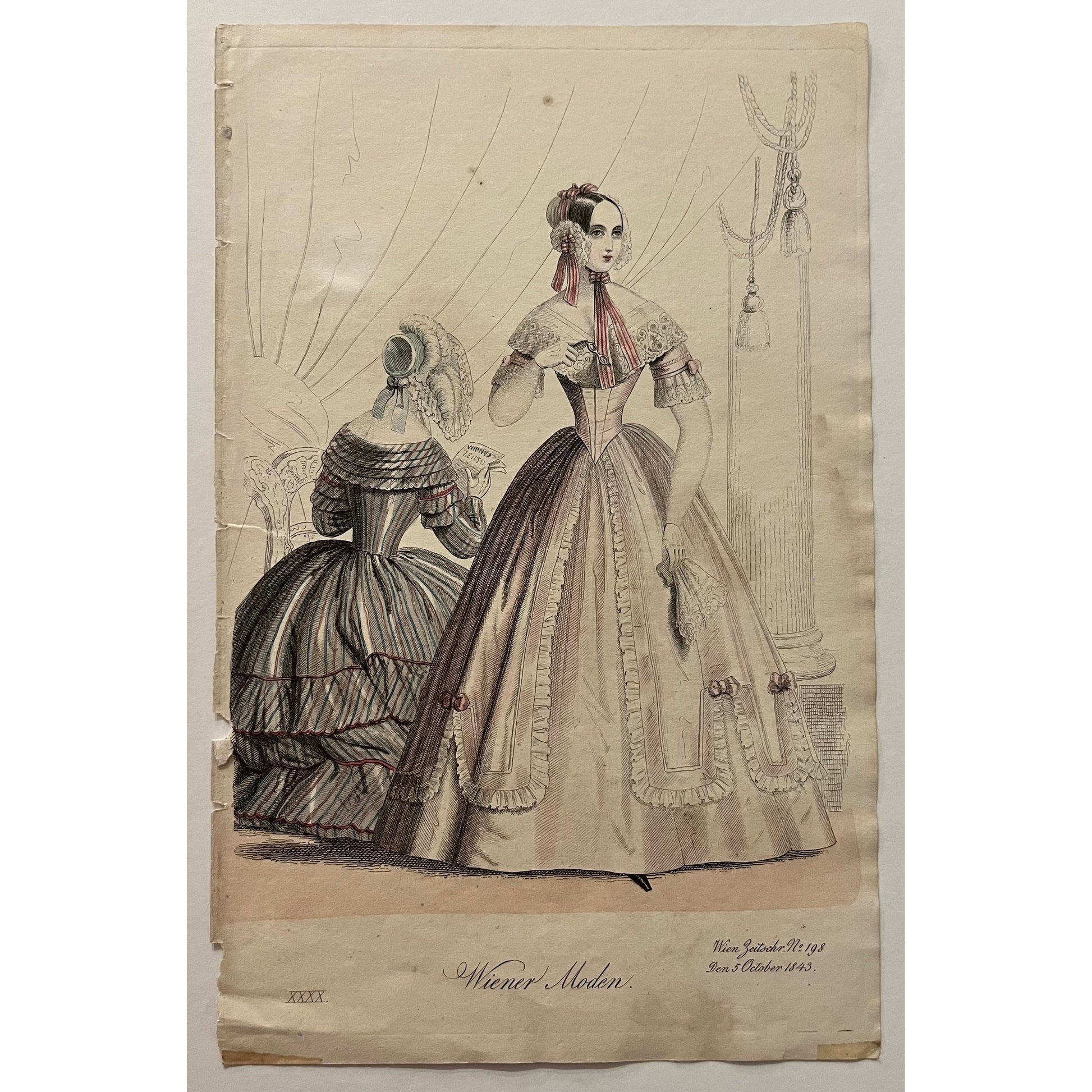 Original antique coloured print of Viennese fashion plate from Wiener Moden for sale by Victoria Cooper Antique Prints