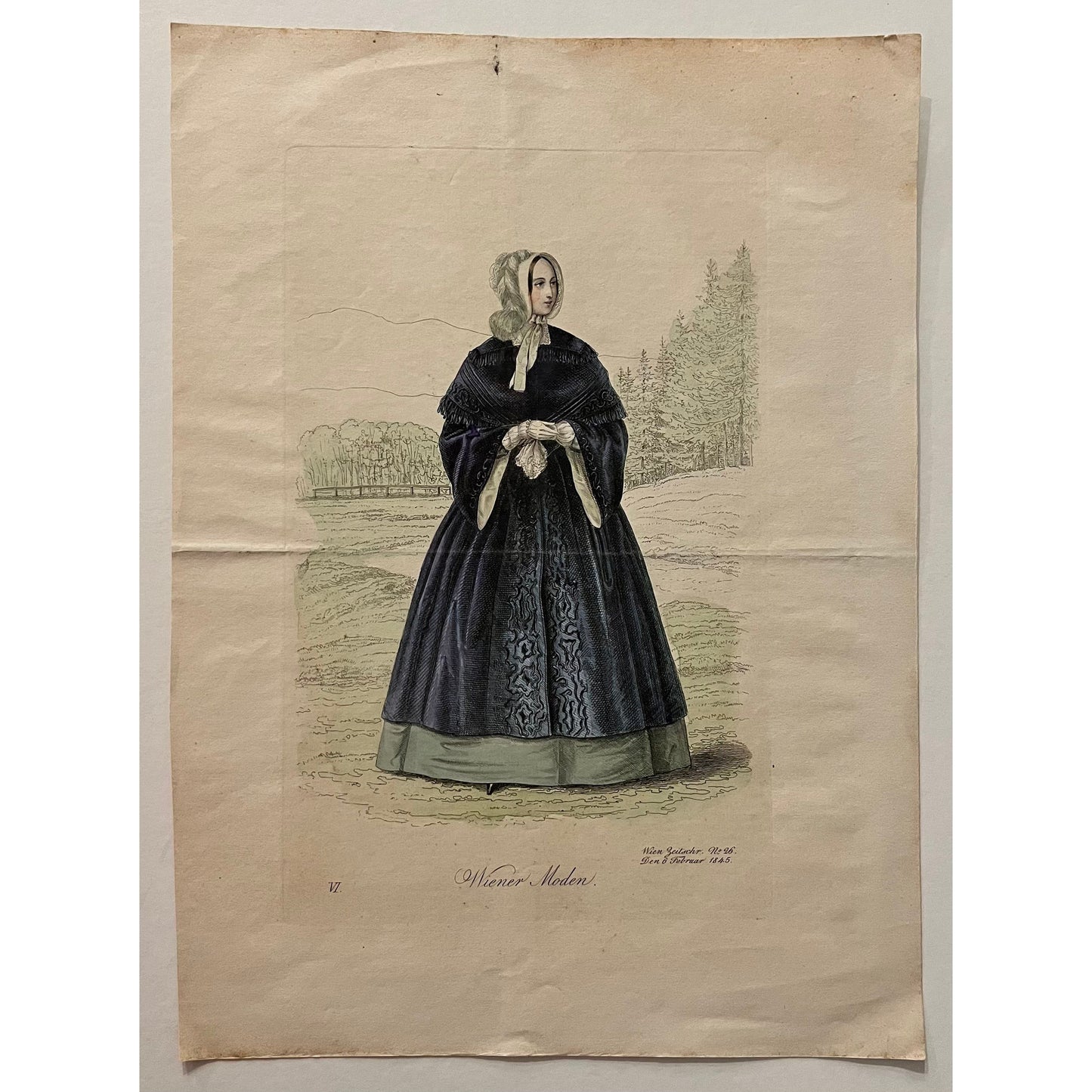 Original antique coloured print of Viennese fashion plate from Wiener Moden for sale by Victoria Cooper Antique Prints