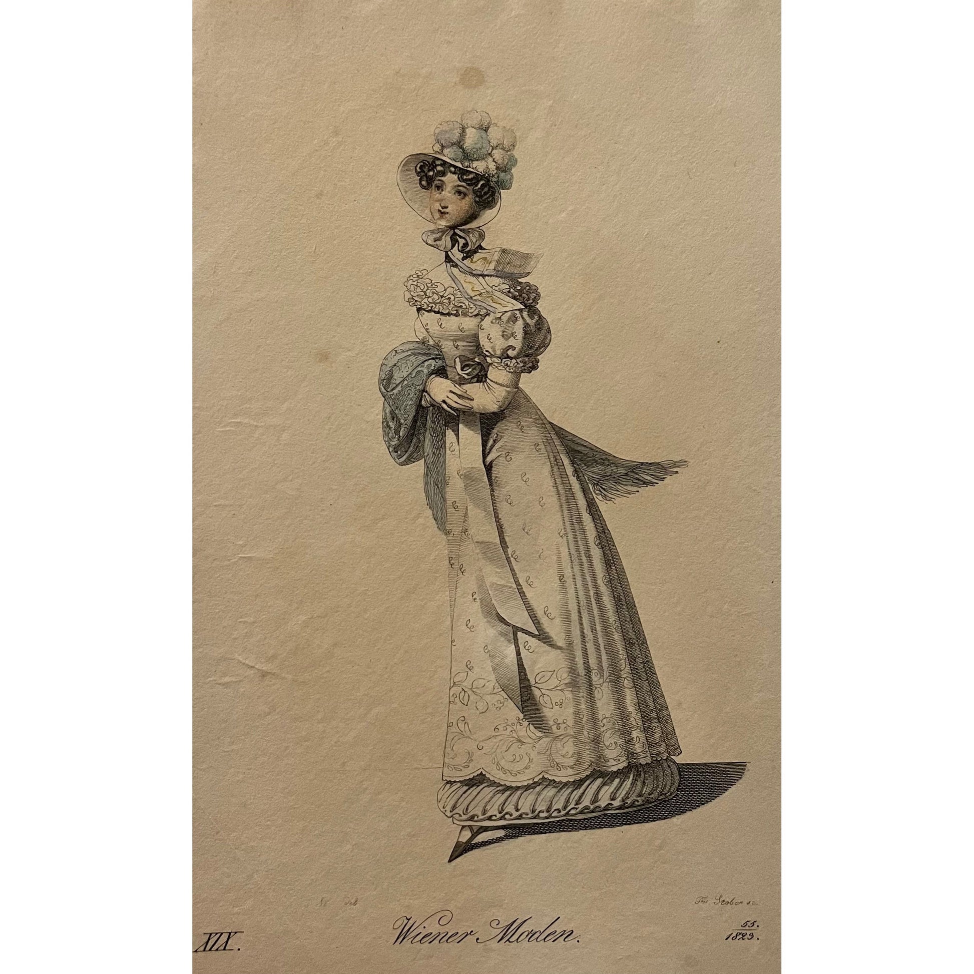 Original antique print of a Viennese fashion plate from Wiener Moden, Vienna, for sale by Victoria Cooper Antique Prints