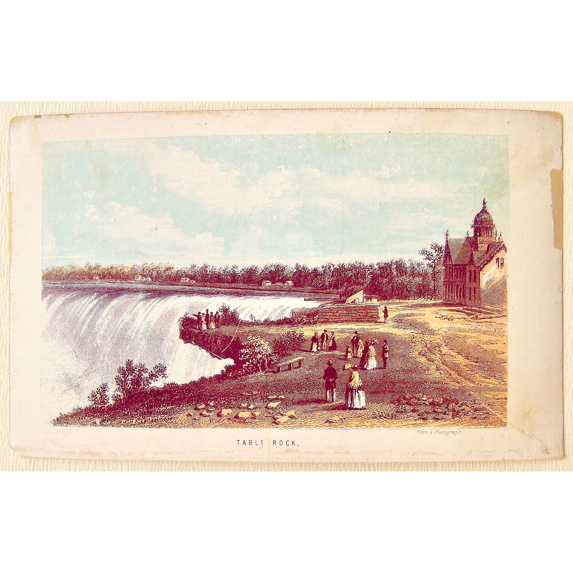 Original antique print in colour of Table Rock, Niagara Falls, from a Photograph for sale by Victoria Cooper Antique prints 