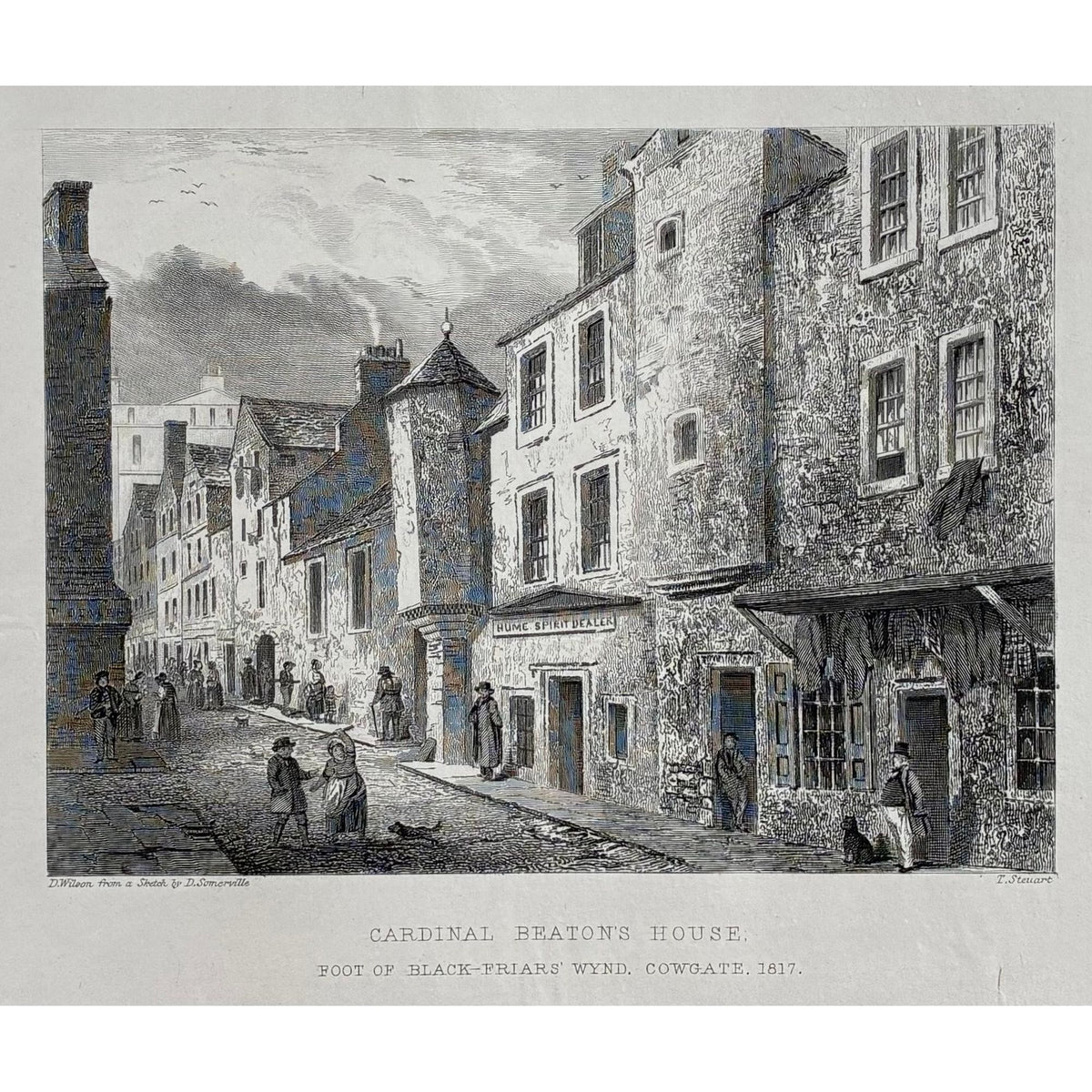 Main product image (full print): Antique steel engraving Cardinal Beaton’s House Foot of Black-Friars’ Wynd Cowgate Edinburgh 1817 Daniel Wilson D. Somerville T. Steuart Hugh Paton Memorials of Edinburgh 1848
