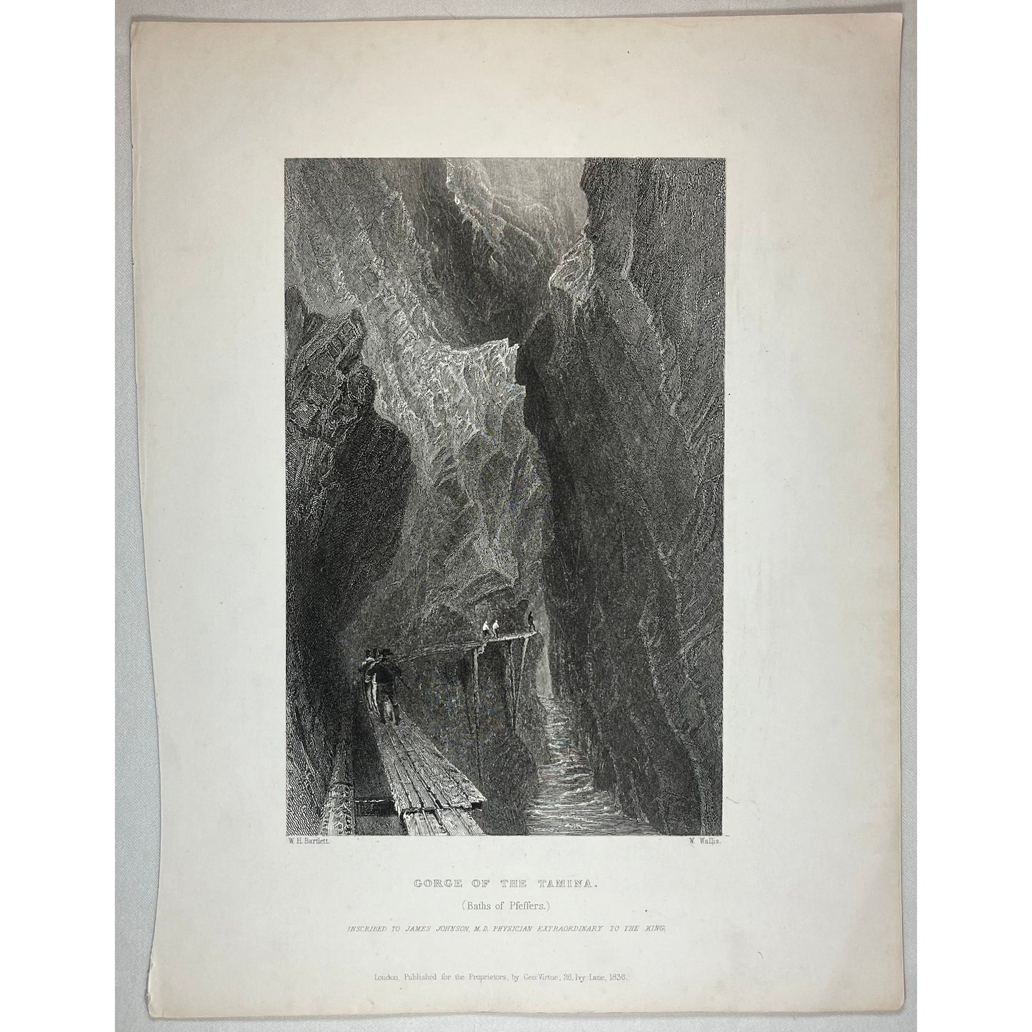 Original antique print of the Gorge of Tamina (Bath Pfeffers) for sale by Victoria Cooper Antique Prints