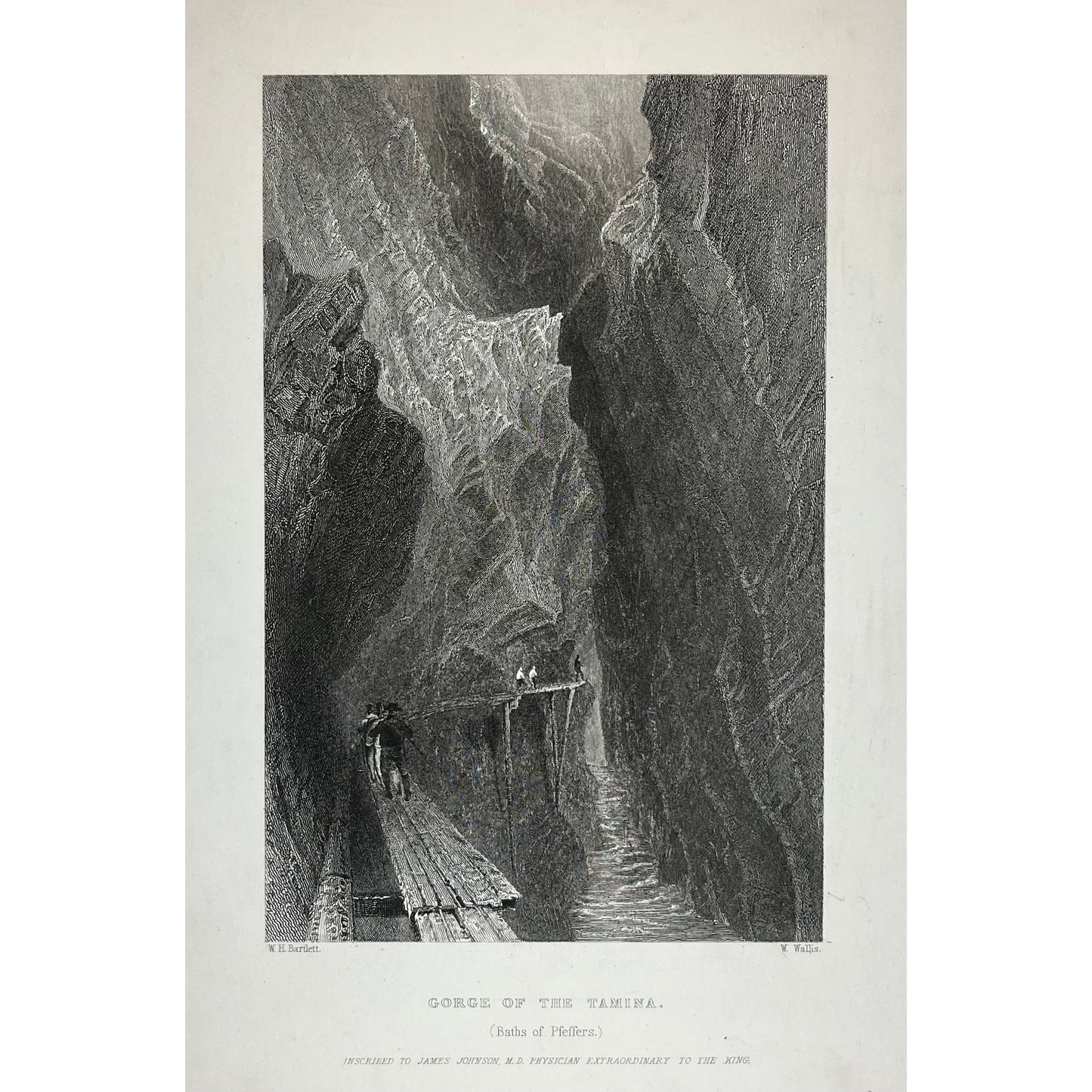 Original antique print of the Gorge of Tamina (Bath Pfeffers) for sale by Victoria Cooper Antique Prints