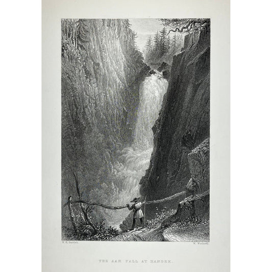 Original antique print of Art Fall at Handek Handegg, Switzerland by William Henry Bartlett from Switzerland Illustrated by William Beattie from q936 for sale by Vicroeia Cooper Antique Prints