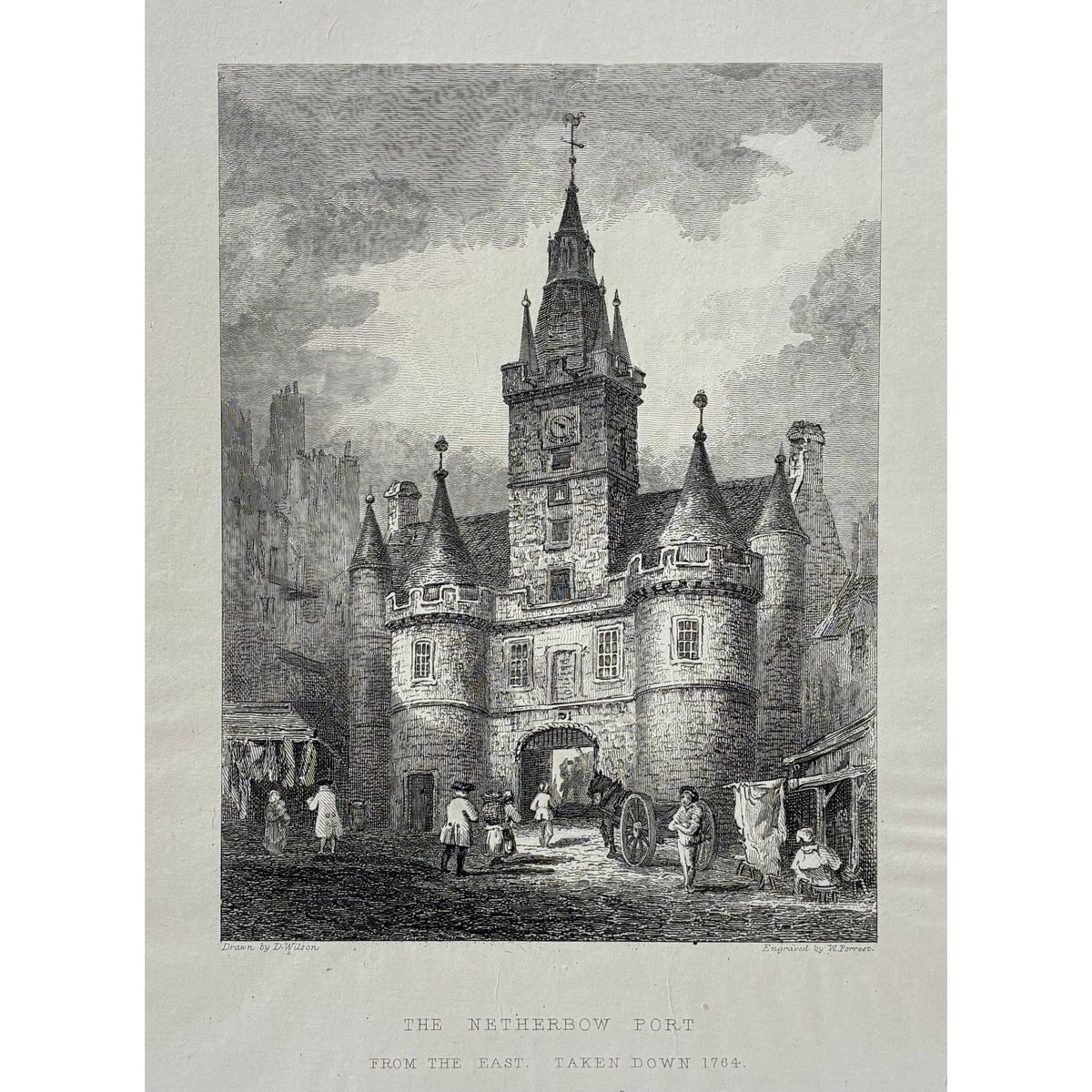 Main product image (full print): Antique steel engraving Netherbow Port from the East Edinburgh taken down 1764 Daniel Wilson William Forrest Hugh Paton Memorials of Edinburgh 1848