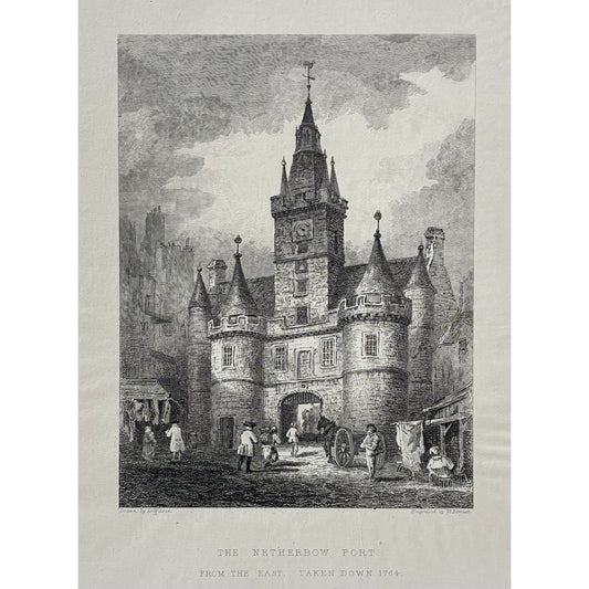 Main product image (full print): Antique steel engraving Netherbow Port from the East Edinburgh taken down 1764 Daniel Wilson William Forrest Hugh Paton Memorials of Edinburgh 1848