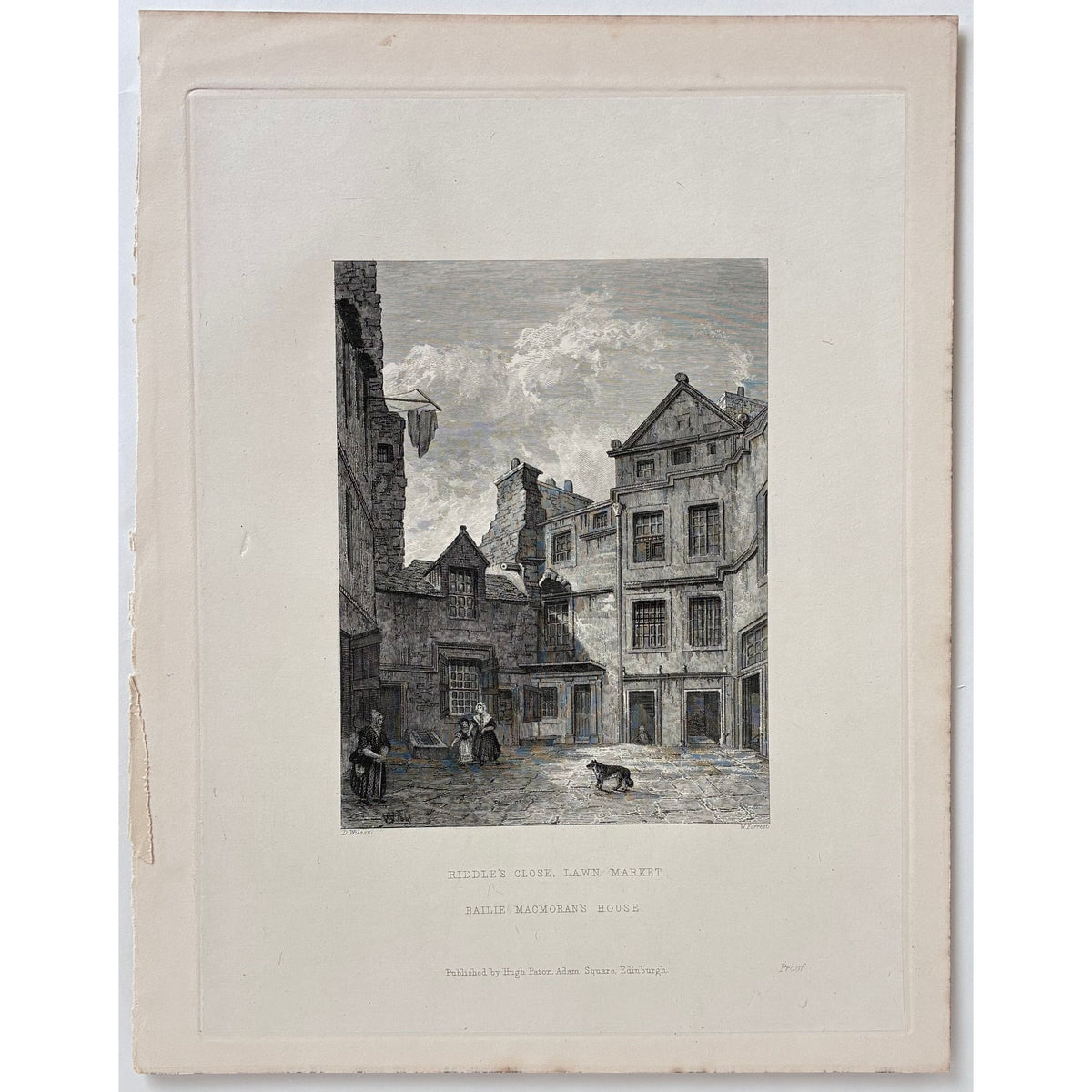 Main product image (full print): Antique steel engraving Riddle’s Close Lawnmarket Bailie Macmoran’s House Edinburgh proof impression Daniel Wilson William Forrest Hugh Paton Memorials of Edinburgh 1848