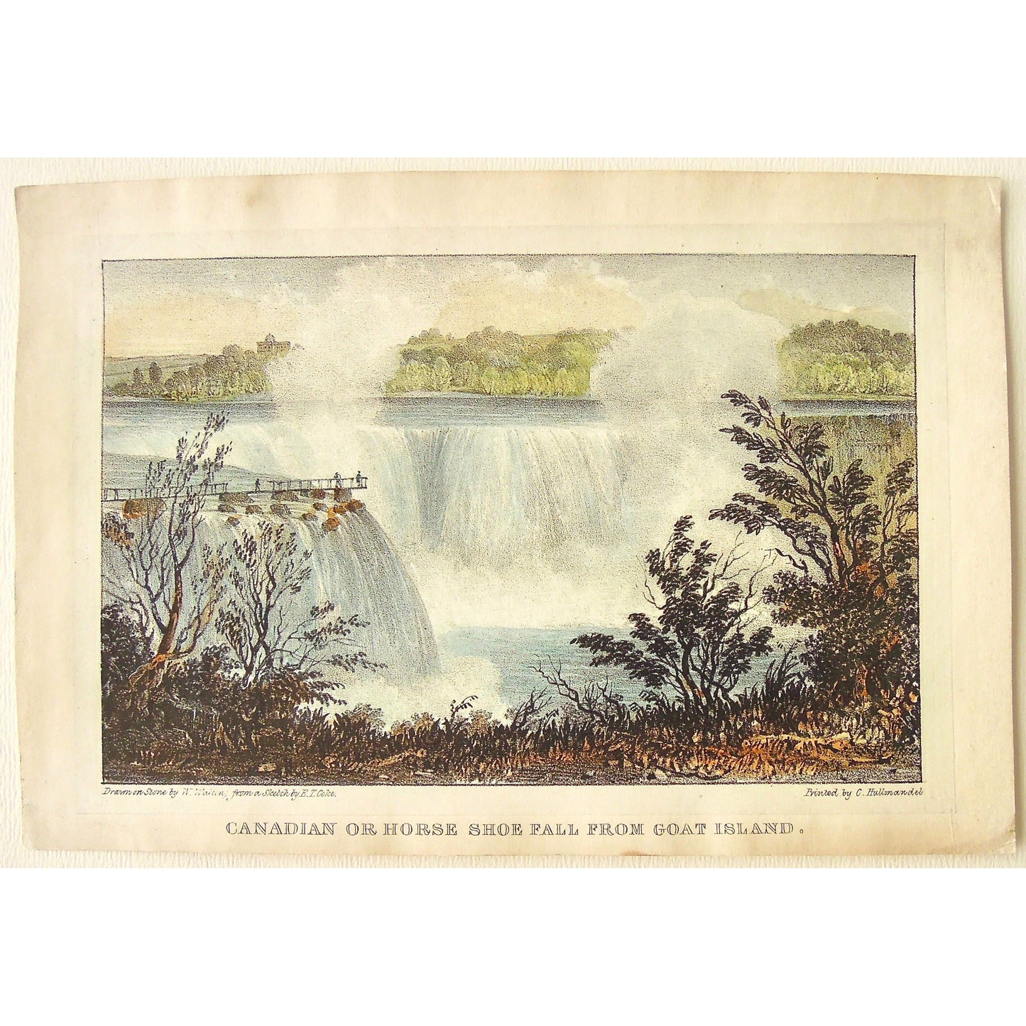 View, Falls, Niagara, Niagara Falls, Waterfall, Waterfalls, Ontario, Water, Goat Island, Horseshoe Falls, Horse Shoe Falls, Horse Shoe, Edward Thomas Coke, Coke, T. M. Baynes, Baynes, C. Hullmandel, Hullmandel, A Subaltern's Furlough: Descriptive of Scenes in Various Parts of The United States, Upper and Lower Canada, New Brunswick and Nova Scotia During the Summer and Autumn of 1832, 1833, Saunders and Otley, Conduit Street, London,