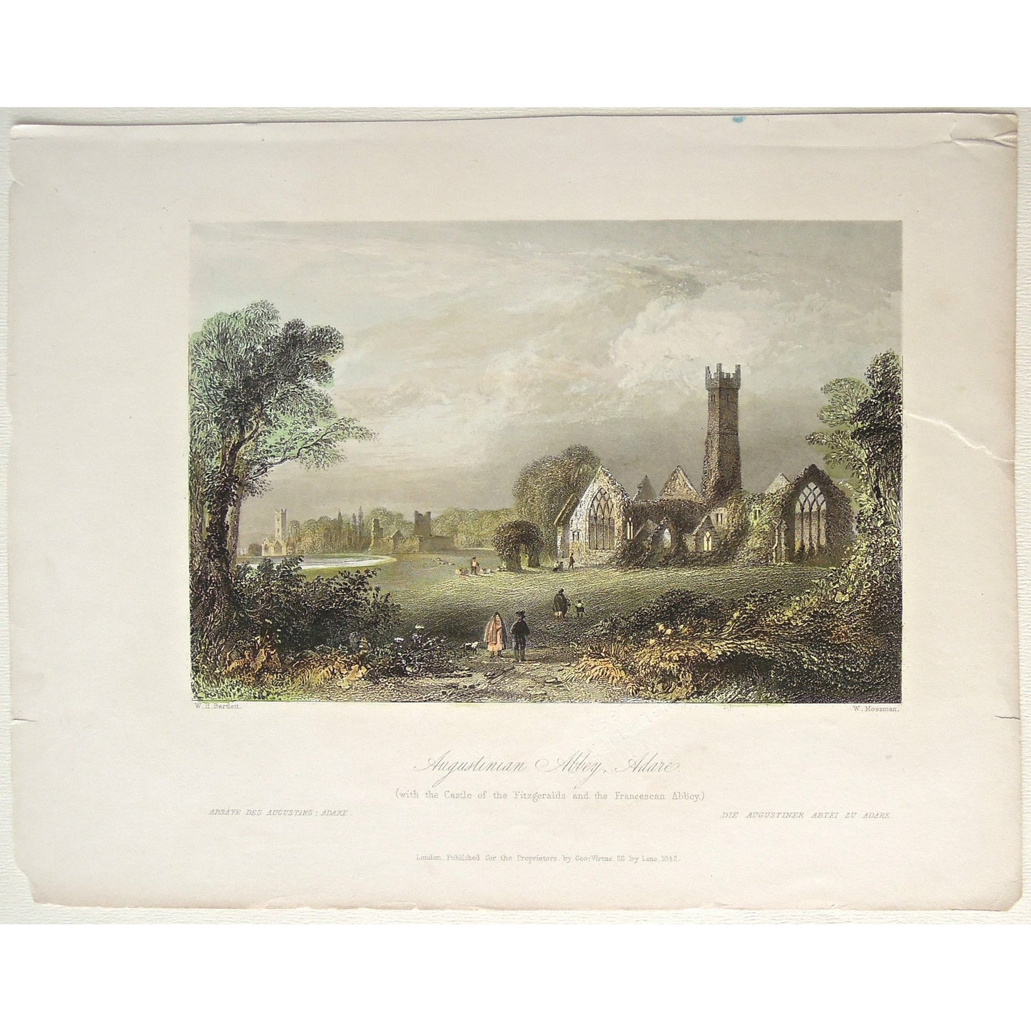  Ireland, Irish, Augustin, Augustinian, Abbey, Adare, Church, Churches, Chapel, ruins,  Augustins, Augustiner, Abtei, old prints, antique prints, Victoria Cooper Antique Prints, wall decor, wall art, olden days, Irish landscape, Irish printa, Irish artwork, art of Ireland, engravings