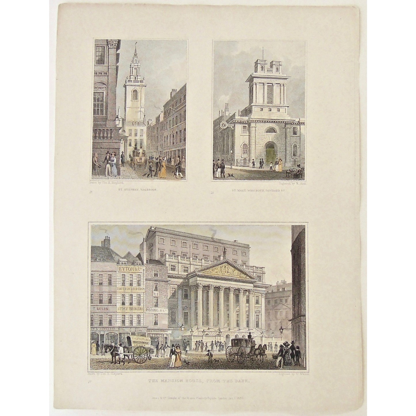 St. Stephen, Walbrook. / St. Mary Woolnoth, Lombard St. / The Mansion House, from the Bank.  (S2-37)