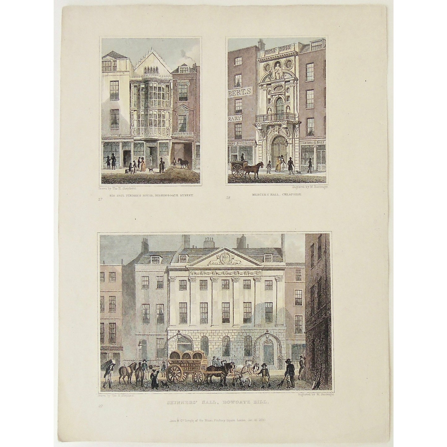 Sir Paul Pindar's House, Bishopsgate Street. / Mercer's Hall, Cheapside. / Skinners' Hall, Dowgate Hill.  (S2-40)