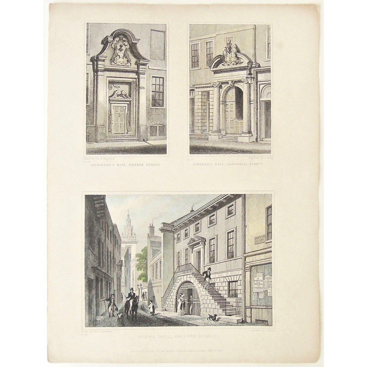 Innholder's Hall, College Street. / Girdler's Hall, Basinghall Street. / Dyer's Hall, College Street.  (S2-43)