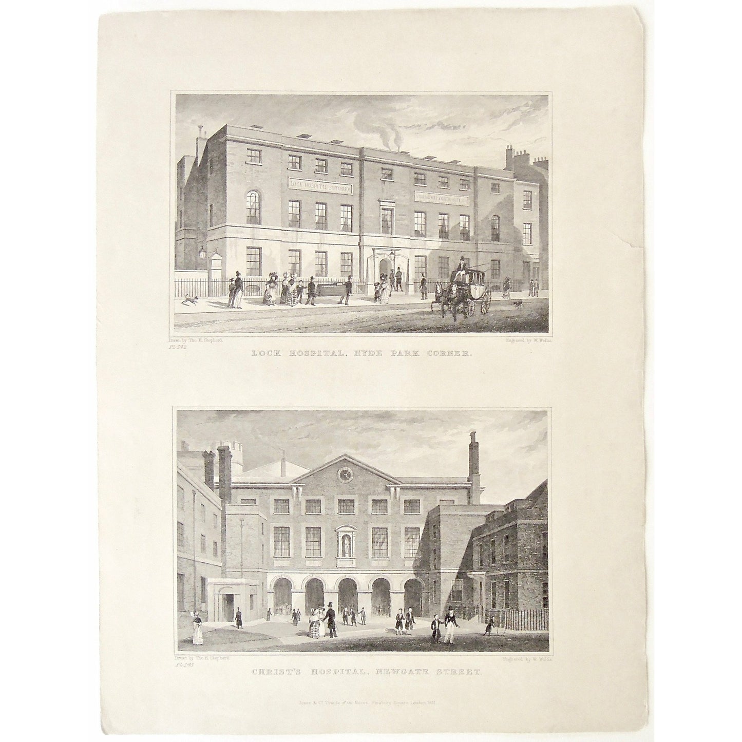 Lock Hospital, Hyde Park Corner. / Christ's Hospital, Newgate Street.  (S2-48)