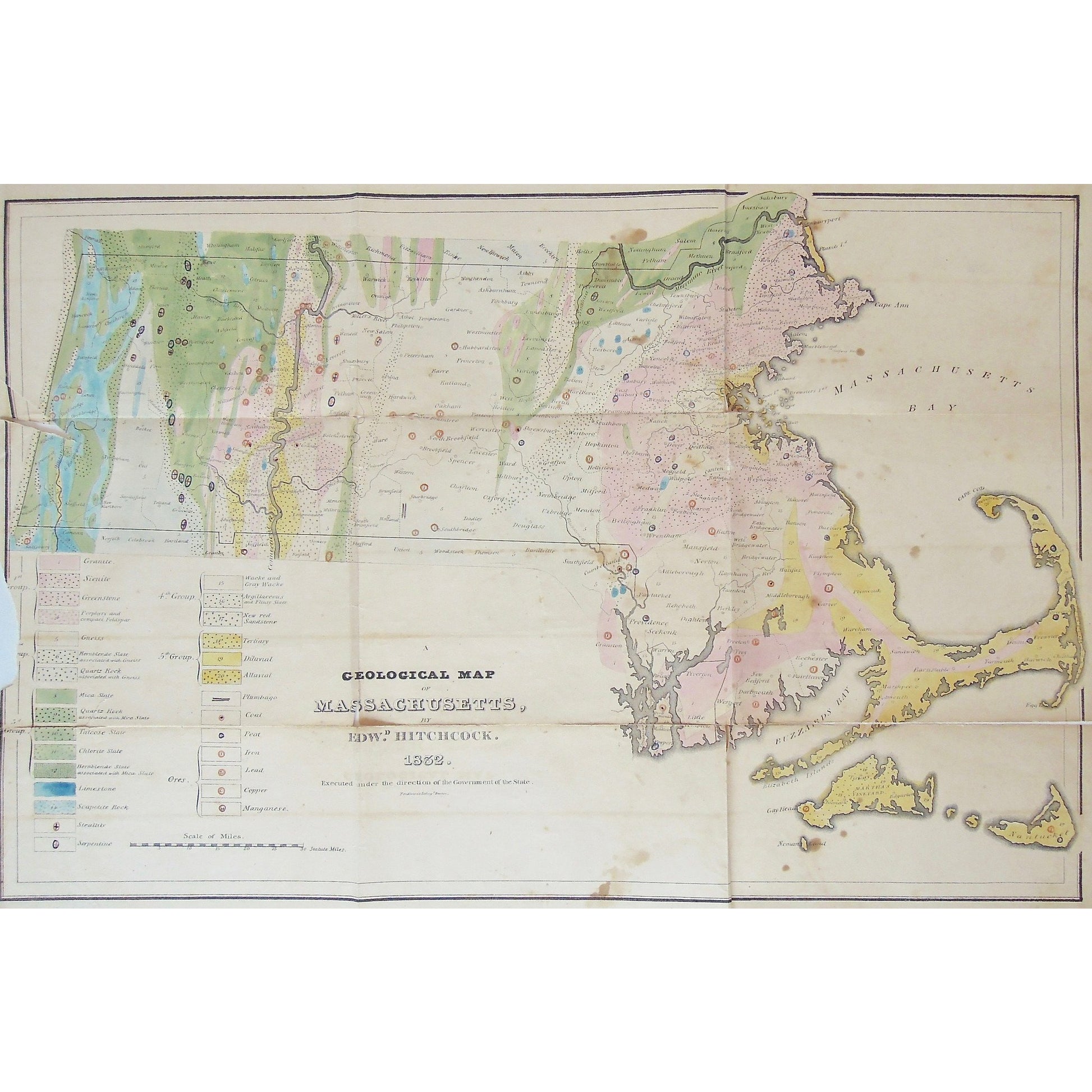 Map, Massachusetts, Geological Map, Geological, Cape Cod, Provincetown, Truro, Wellfleet, Eastham, Orleans, Brewster, Chatham, Harwich, Egg Island, Nantucket, Martha's Vineyard, Gay Head, Tisburry, Edgartown, Elizabeth Islands, Marshpee, Mashpee, Falmouth, Sandwich, Barnstable, Yarmouth, Dennis, Plymouth, Wareham, Carver, Rochester, Fair Haven, New Bedford, Dartmouth, Middlebury, Plympton, Kingston, Halifax, Duxbury, Troy, Middleborough, Bridgewater, West Bridgewater, Taunton River, Pembroke, Marshfield, Ha