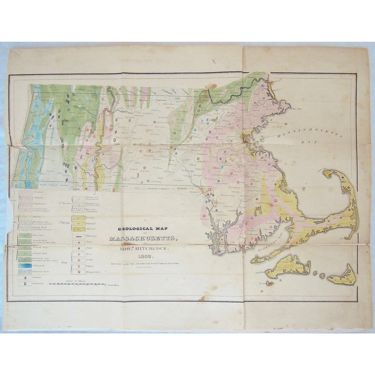 Map, Massachusetts, Geological Map, Geological, Cape Cod, Provincetown, Truro, Wellfleet, Eastham, Orleans, Brewster, Chatham, Harwich, Egg Island, Nantucket, Martha's Vineyard, Gay Head, Tisburry, Edgartown, Elizabeth Islands, Marshpee, Mashpee, Falmouth, Sandwich, Barnstable, Yarmouth, Dennis, Plymouth, Wareham, Carver, Rochester, Fair Haven, New Bedford, Dartmouth, Middlebury, Plympton, Kingston, Halifax, Duxbury, Troy, Middleborough, Bridgewater, West Bridgewater, Taunton River, Pembroke, Marshfield, Ha