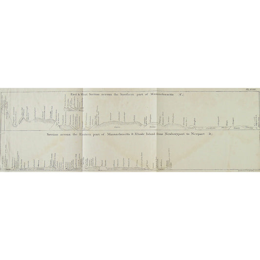 East & West Sections across the Southern part of Massachusetts. (C) Section across the Eastern part of Massachusetts & Rhode Island from Newburyport to Newport. (D).  (B4-105t)