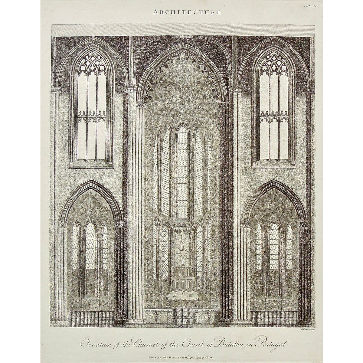 Building Chancel Architecture. Elevation of the Chancel of the Church of Batalha, in Po ...