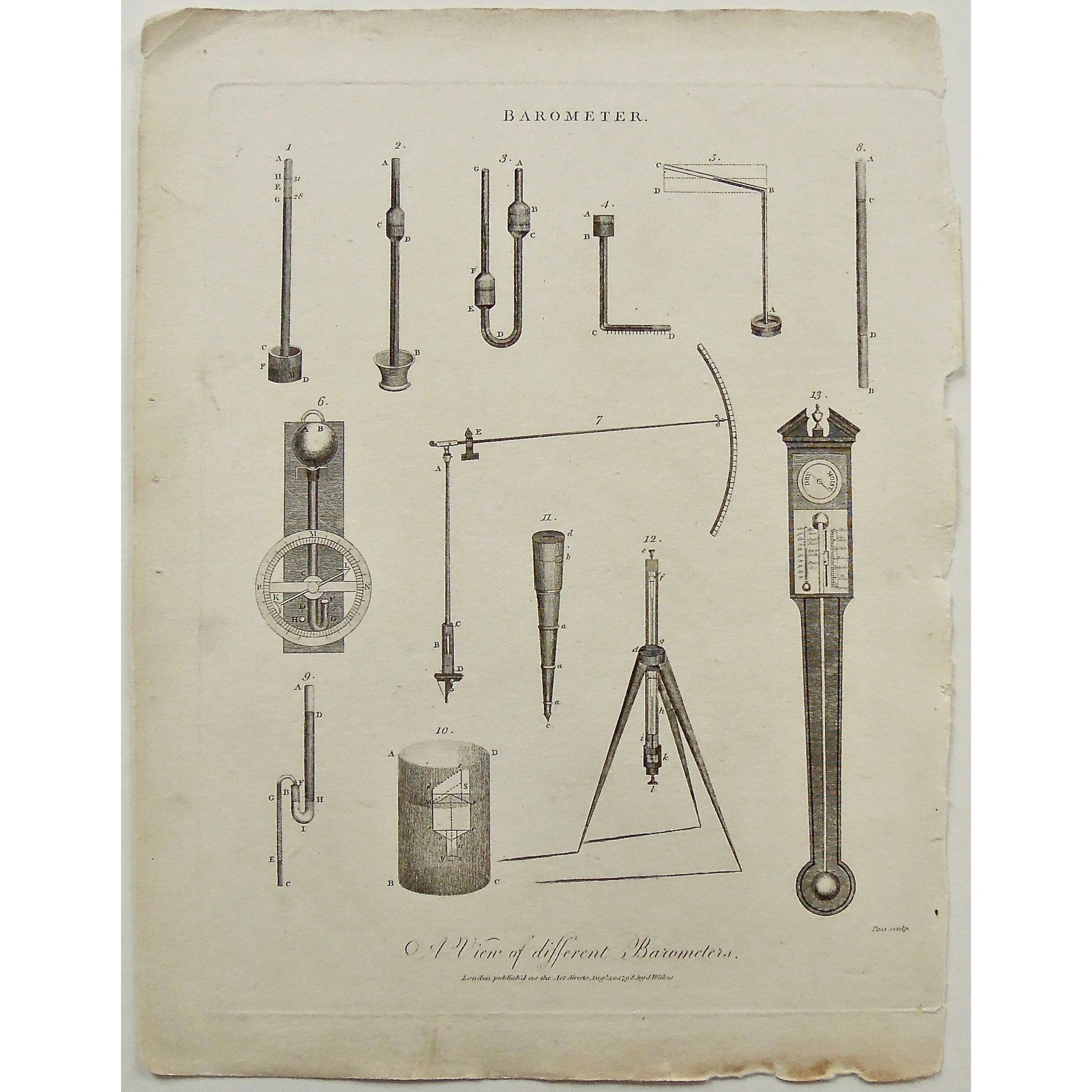 Barometer, variations, barometers, diagram, weather, forecasting, Antique Prints, Antique, Print, Vintage, Art, Wall art, decor, engraving, Encyclopedia, Encyclopaedia Londinensis, Dictionary, Universal Dictionary of Arts, London, Wilkes, Pass, Adlard, 1798,